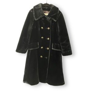 Vintage Brells Downtown Black Faux Fur Elegant Long Line Collared Winter Coat